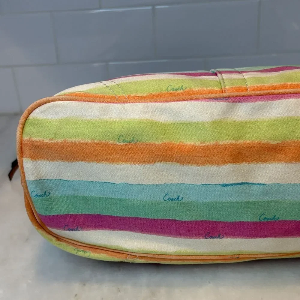Coach Bag Purse Handbag Y2K Hampton Pastels Watercolor Stripe Hobo Shoulder Bag